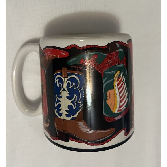 Vintage 1993 Potpourri Designs “Two Steppin” Western Cowboy Boots Coffee Mug - Picture 1 of 7